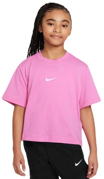 Girls' T-shirt Nike Kids Sportswear Essential Boxy T-Shirt - playful pink/white