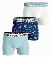 Ανδρικά Μπόξερ σορτς Björn Borg Cotton Stretch Boxer 3P - white/print/mint