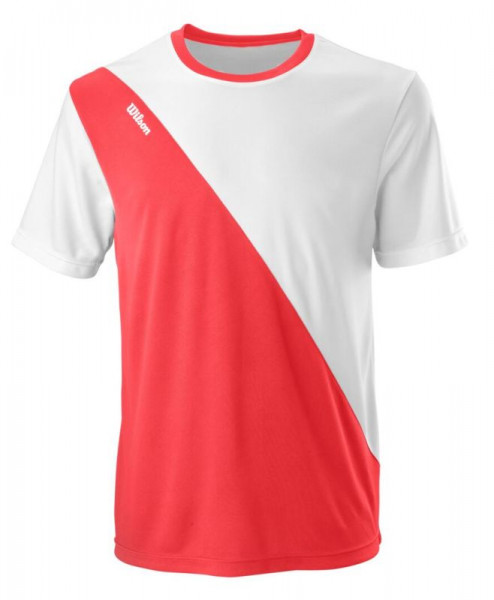 Herren Tennis-T-Shirt Wilson Team II Crew M - fiery coral