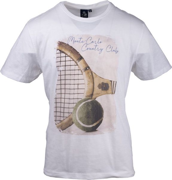 Herren Tennis-T-Shirt Monte-Carlo Country Club Vintage Print Slub T-Shirt - white