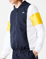Tenisa džemperis vīriešiem Lacoste Men's Sport Hooded Colorblock Zip Jacket - navy blue/white/yellow/white Tenisa džemperis vīriešiem Lacoste Men's Sport Hooded Colorblock Zip Jacket - navy blue/white/yellow/white