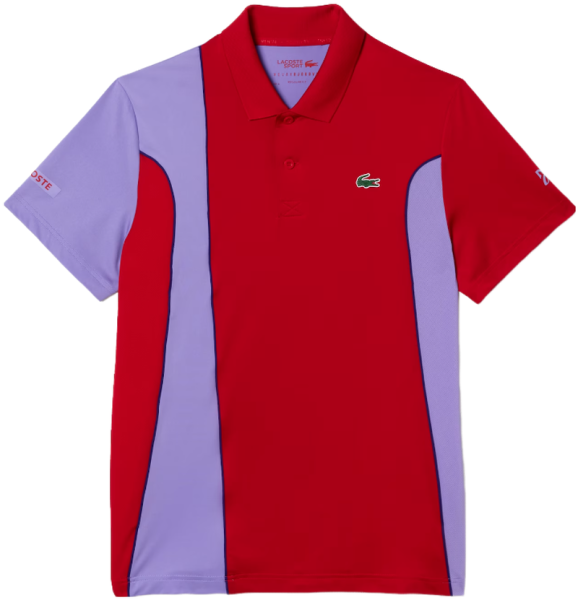 Polo marškinėliai vyrams Lacoste SPORT Novak Djokovic Regular Fit Colorblock Polo - red/purple