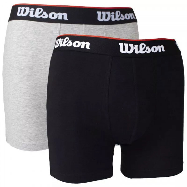 Męskie bokserki sportowe Wilson Cotton Stretch Boxer Brief 2P - grey heather/black