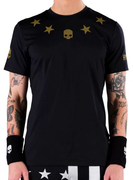 Herren Tennis-T-Shirt Hydrogen Star Tech Tee Man - black/gold