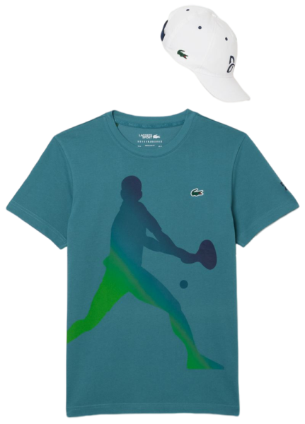 Teniso marškinėliai vyrams Lacoste Tennis X Novak Djokovic T-Shirt & Cap Set - Mėlynas