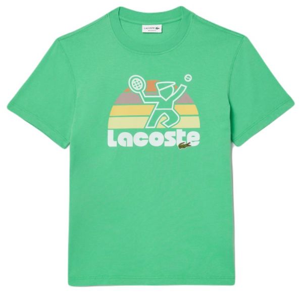 Teniso marškinėliai vyrams Lacoste Washed Effect Tennis Print T-Shirt - green