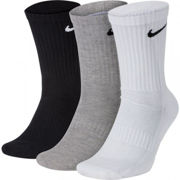 Tennisesokid  Nike Everyday Cotton Lightweight Crew - black/white/grey