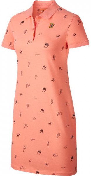 Women's dress Nike Polo Dress Print - sunblush/brilliant orange