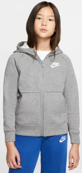 Džemperis meitenēm Nike Swoosh Full Zip - carbon heather/white