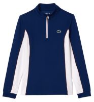 Women's jumper Lacoste Slim Fit Quarter-Zip Sweatshirt - navy blue/white
