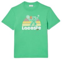 Férfi póló Lacoste Washed Effect Tennis Print T-Shirt - green