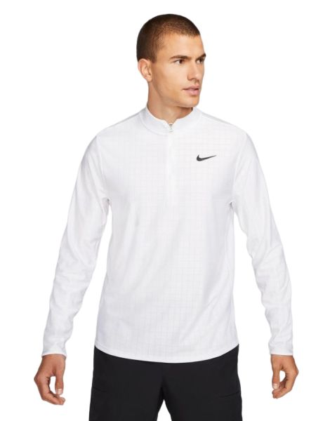 Herren Tennis-Langarm-T-Shirt Nike Court Breathe Advantage Top - white/white/black