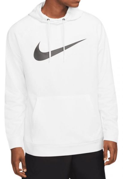 Herren Tennissweatshirt Nike Dri-Fit Hoodie PO Swoosh - white/black
