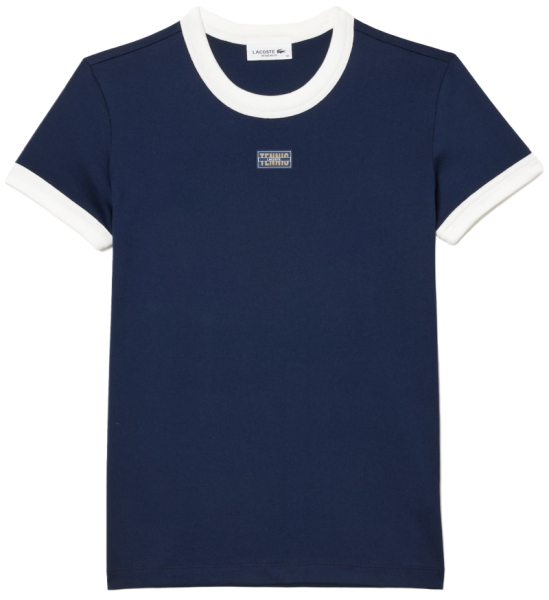 Naiste T-särk Lacoste Slim Fit Cotton Tennis T-Shirt - navy blue/white