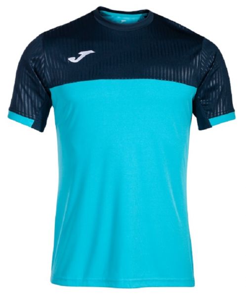 Herren Tennis-T-Shirt Joma Montreal Short Sleeve T-Shirt - fluor turquoise/navy