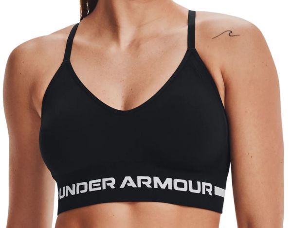 Women's bra Under Armour Seamless Low Long Sports Bra - black/halo gray, Tennis Zone