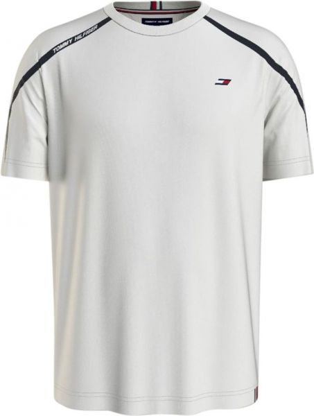 Herren Tennis-T-Shirt Tommy Hilfiger Trim Short Sleeve Tee - ivory