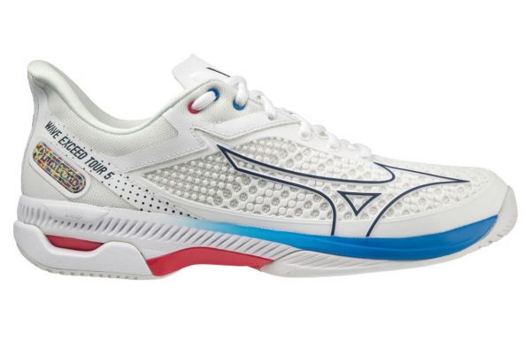 Chaussures de tennis pour hommes Mizuno Wave Exceed Tour 5 AC - undyed white/spellbound/pace blue
