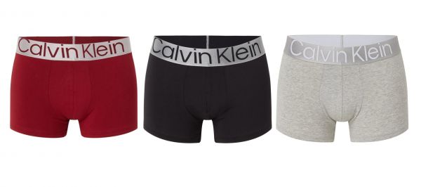 Pánske boxerky Calvin Klein Reconsidered Steel Trunk 3P - red carpet/black/grey heather