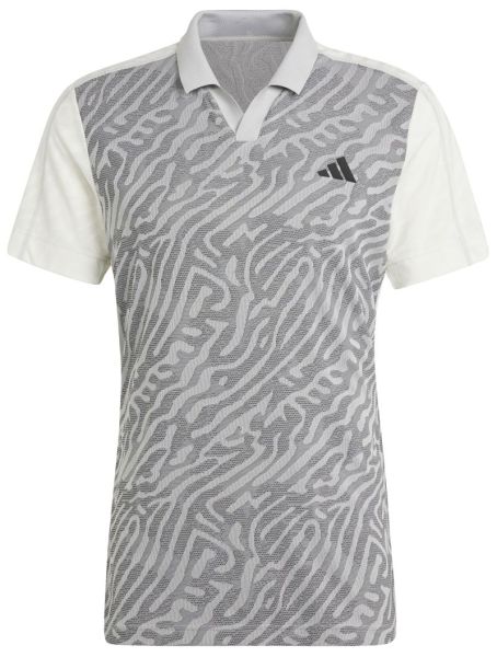 Herren Tennispoloshirt Adidas Tennis Airchill Pro Freelift Poloshirt - grey two/black/off white
