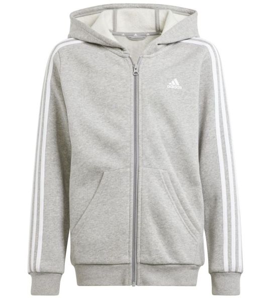 Fiú pulóver Adidas Kids 3 Stripes Full-Zip Hoodie - grey