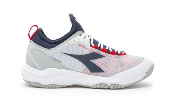 Chaussures de tennis pour hommes Diadora Speed Blushield Fly 4 + AG - white/blue corsair/fiery red