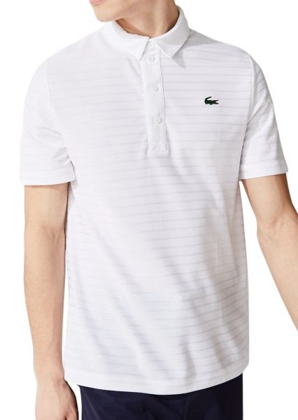 Polo de tenis para hombre Lacoste Men's SPORT Textured Breathable Golf Polo Shirt - white