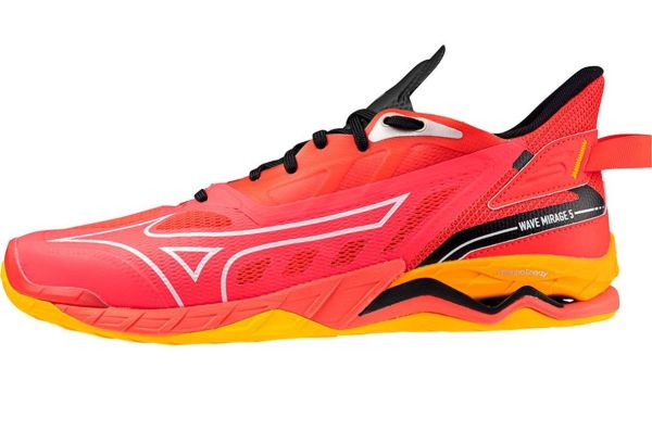 Chaussures de badminton/squash pour hommes Mizuno Wave Mirage 5 - radiant red/white/carrot