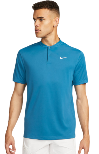 Men's Polo T-shirt Nike Court Dri-Fit Blade Solid Polo - industrial blue/white