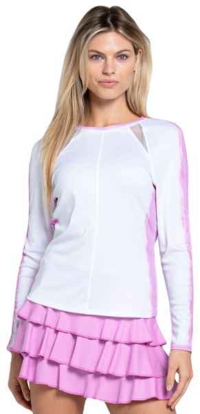 Damen Langarm-T-Shirt Lucky in Love Mystic Petal Pink Blaze - Weiß