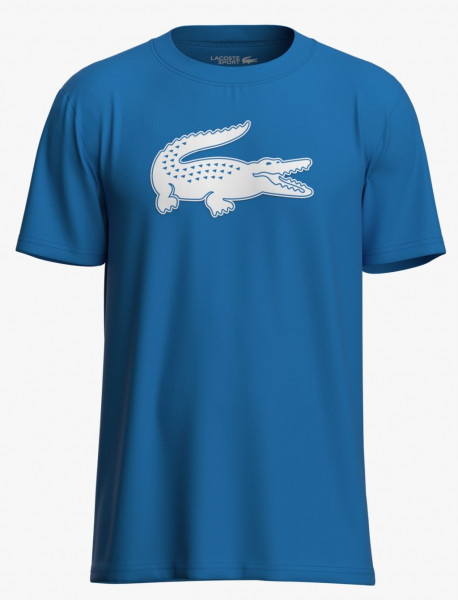  Lacoste SPORT 3D Print Crocodile Breathable Jersey T-shirt - blue/white