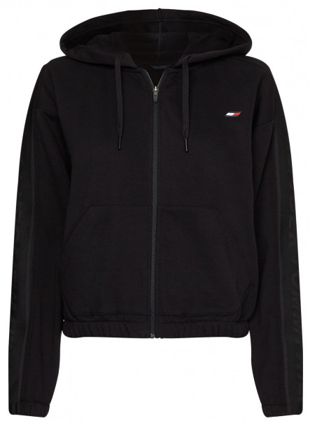 Damen Tennissweatshirt Tommy Hilfiger Relaxed Branded Zip Up Hoodie - black