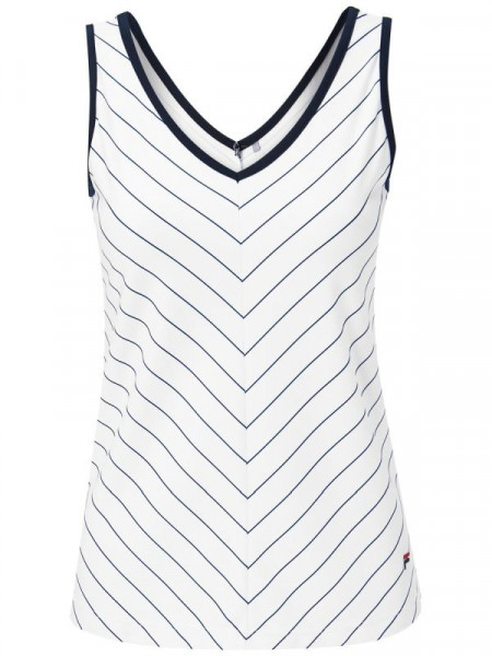 Női tenisz top Fila Top Caroline W - white/peacoat blue stripe