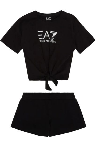 Tüdrukute spordidress EA7 Girl Jersey Tracksuit - black