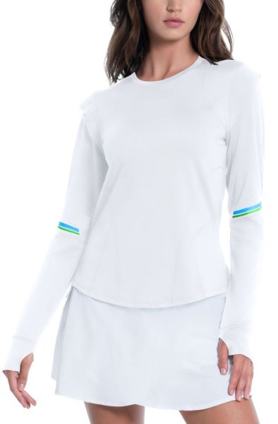 Maglietta da tennis da donna (a maniche lunghe) Lucky in Love Tech Performance Swoop Long Sleeve - white