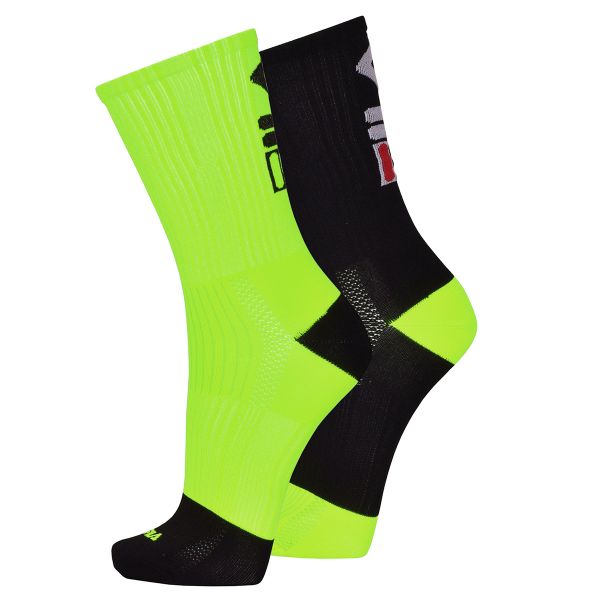 Tennisesokid  Fila Running Socks 2P - black/green fluo