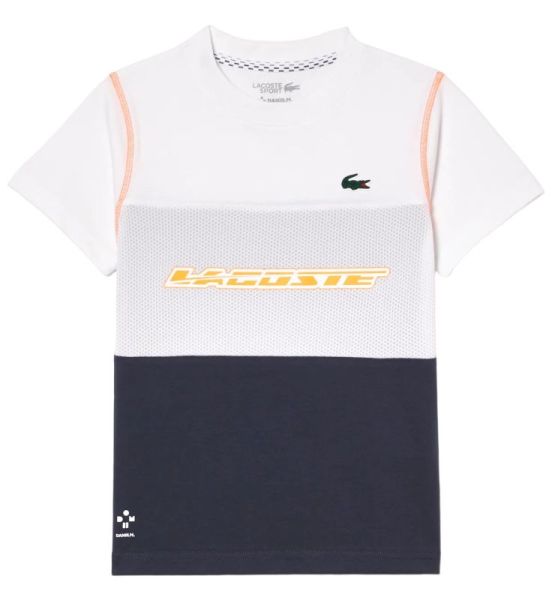 Jungen T-Shirt  Lacoste Tennis x Daniil Medvedev Jersey T-Shirt -white/blue/orange