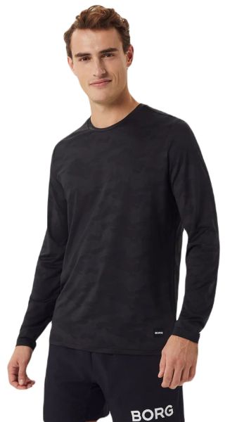 T-shirt de tennis pour hommes (manche longues) Björn Borg Performance Long Sleeve - Noir