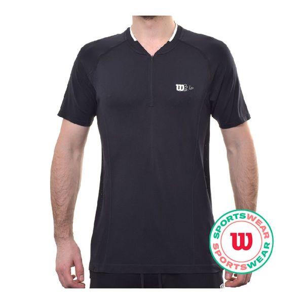 Ανδρικά Πόλο Μπλουζάκι Wilson Players Seamless Zip Henley 2.0 - Μαύρος