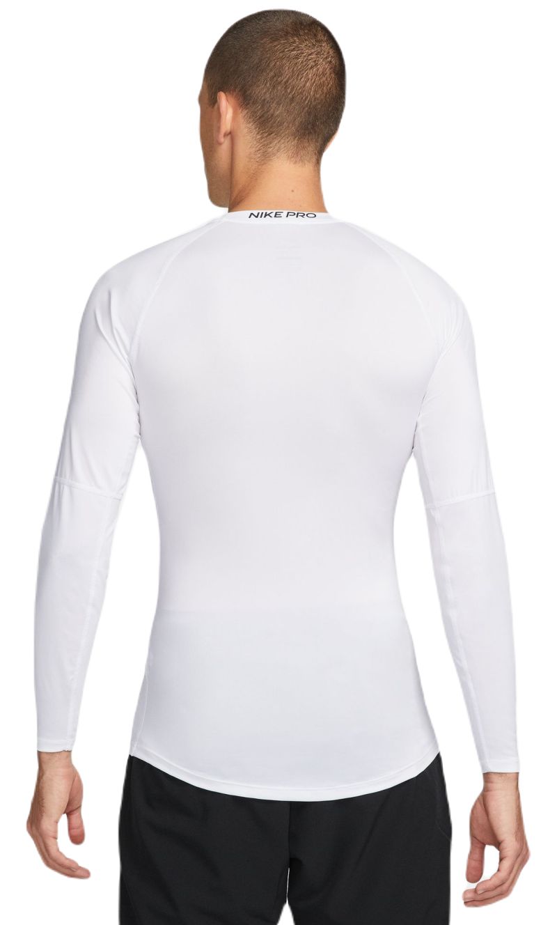 Men's compression clothing Nike Pro Dri-FIT Tight Long-Sleeve Fitness Top -  white/black, Tennis Zone