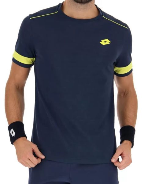 Herren Tennis-T-Shirt Lotto Superrapida V Tee - dark denim/acid yellow