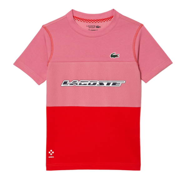 Тениска за момчета Lacoste Tennis x Daniil Medvedev Jersey T-Shirt - pink/red/blue
