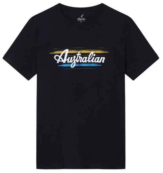 Tricouri bărbați Australian Cotton T-Shirt Brush Line Print - blu navy