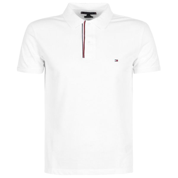 Мъжка тениска с якичка Tommy Hilfiger Essential RWB Detail Slim Polo - white