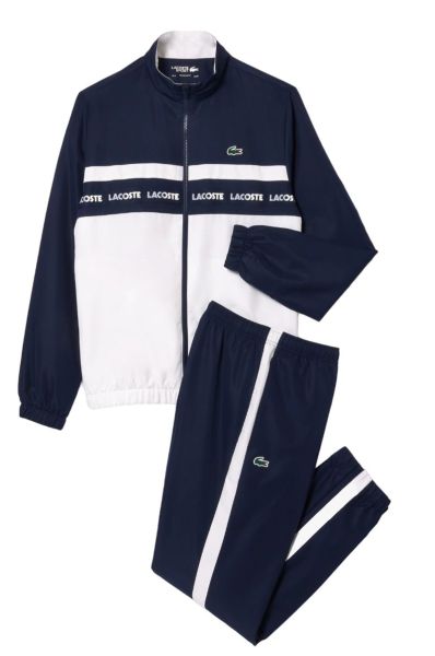 Men's Tracksuit Lacoste Sportsuit Logo Stripe Tennis Tracksuit - navy blue/white