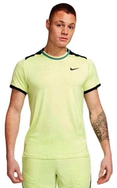 Herren Tennis-T-Shirt Nike Court Dri-Fit Advantage Top - light lemon twist/black/bicoastal/black