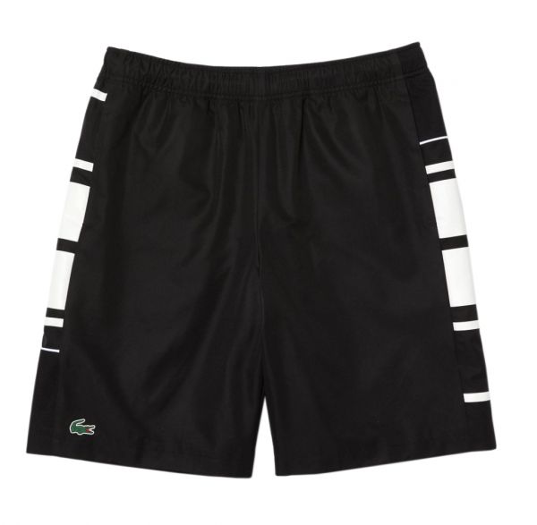 Pánské tenisové kraťasy Lacoste SPORT Men Printed Side Bands Shorts - black/white