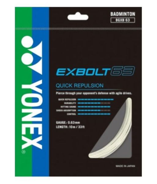 Corda per il badminton Yonex Exbolt 63 (10m) - white