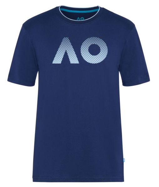 Herren Tennis-T-Shirt Australian Open T-Shirt AO Textured Logo - navy