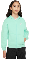 Džemperis meitenēm Nike Club Fleece Full-Zip Hoodie - emerald rise/white
